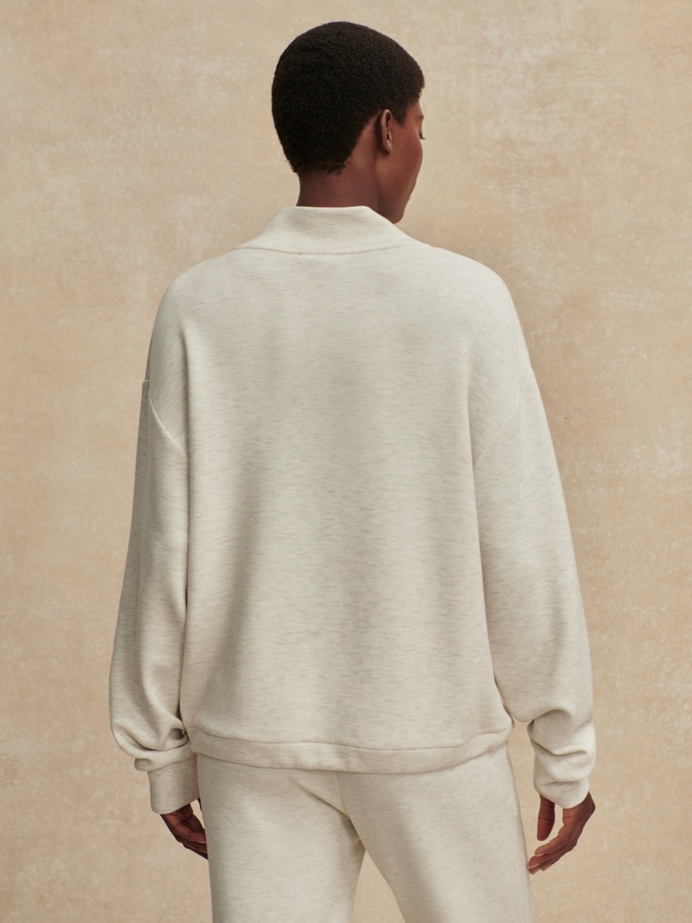 Varley Women’s Betsy Sweat DoubleSoft Oversized Sweatshirt Ivory Marl Size Large - Picture 4 of 13